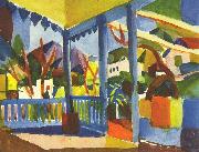 August Macke, Terrasse des Landhauses in St. Germain